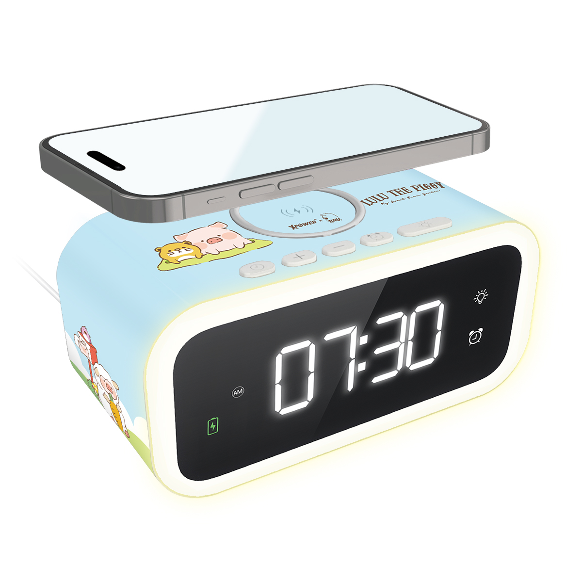 xpower x Lulu the piggy all in 1 15w wireless charging alarm clock with light (qic3)