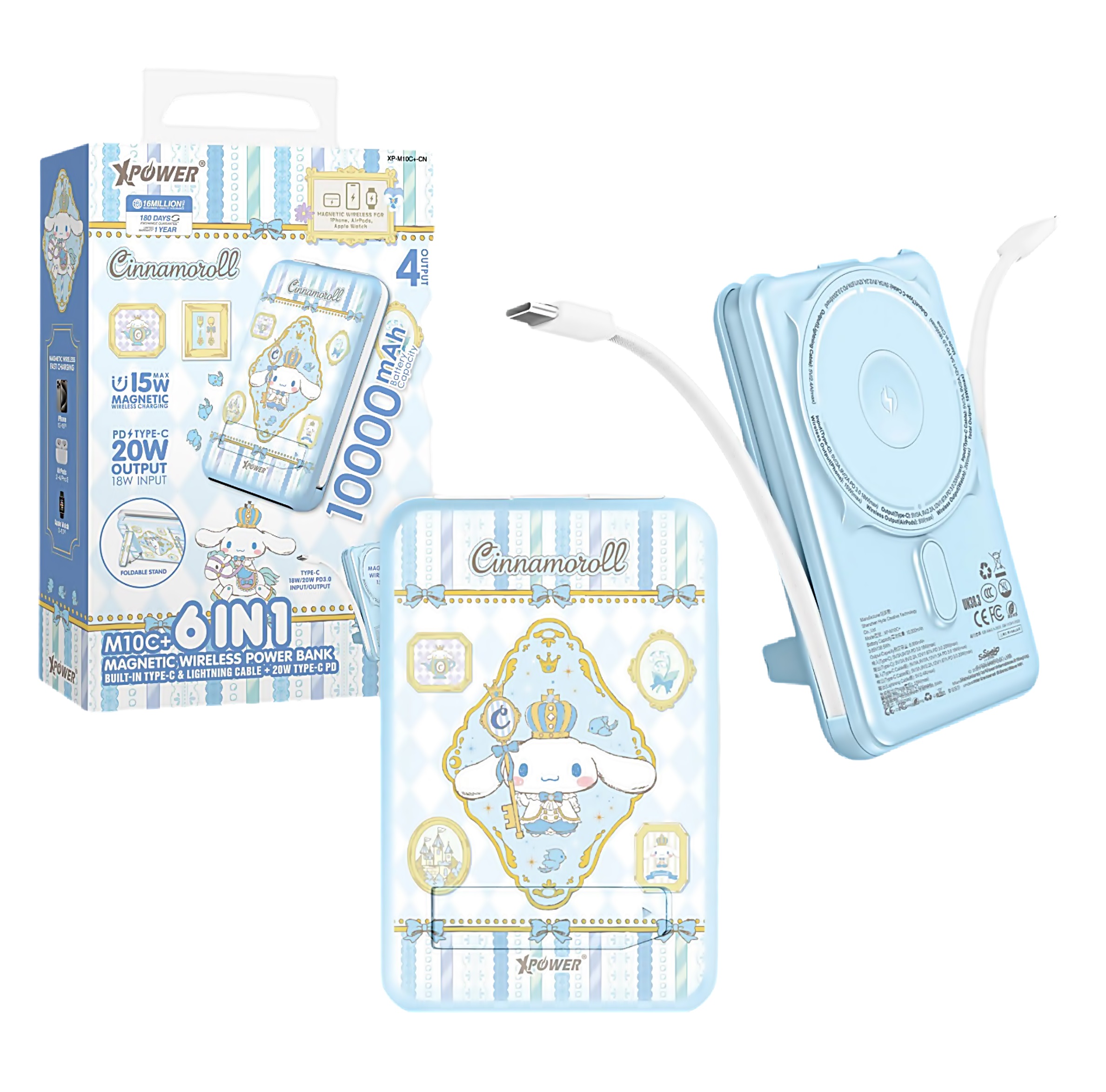 XPower x Sanrio M10C+ 6 In 1 10000mAh 20W PD3.0 + Magnetic Wireless 3C, , large image number 1