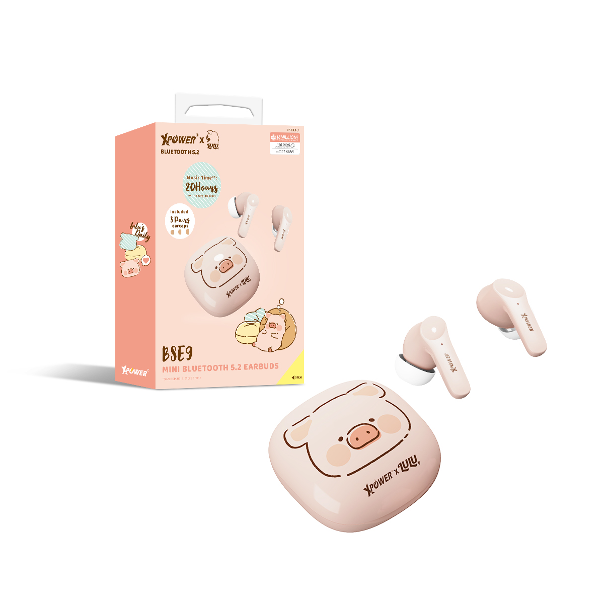 Xpower x Lulu the piggy mini bluetooth 5.2 earbuds (bse9), , large image number 0