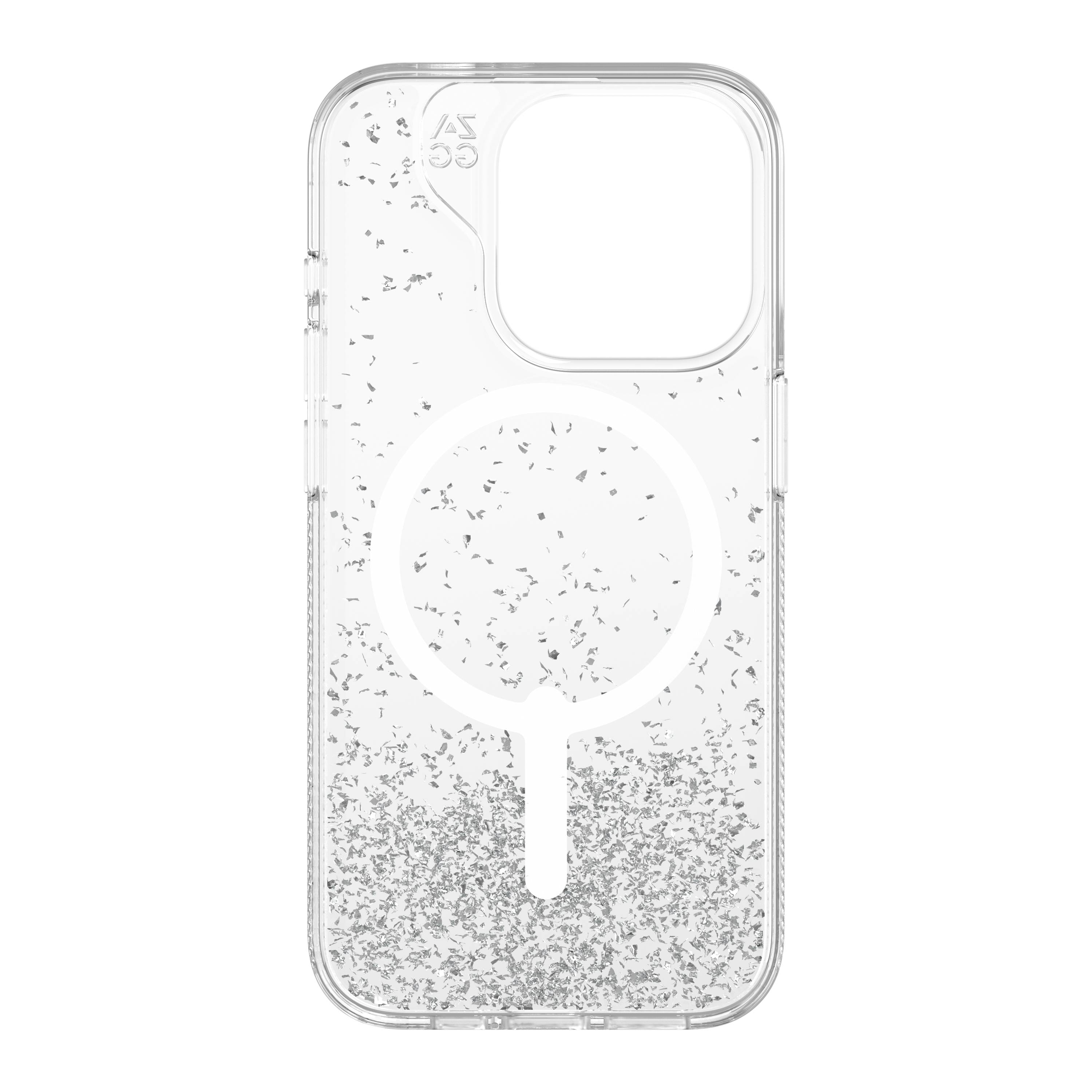 ZAGG Essential Glitter Snap Case (MagSafe) iPhone 15 Pro Silver Glitter Clear, , large image number 0
