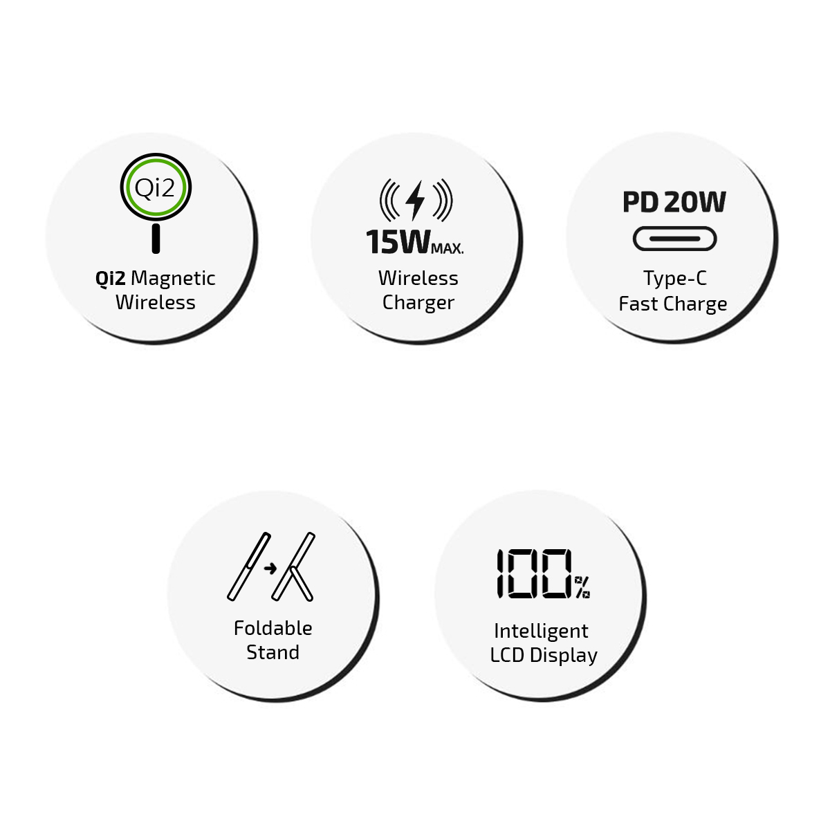 inno3C i-5M3 Qi2 超薄磁吸無線充移動電源帶支架(鏡面) image number 4