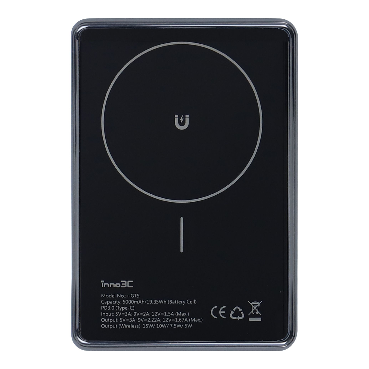 inno3C i-GT5 Ultra Slim Magnetic Wireless Power Bank (Black), , large image number 1