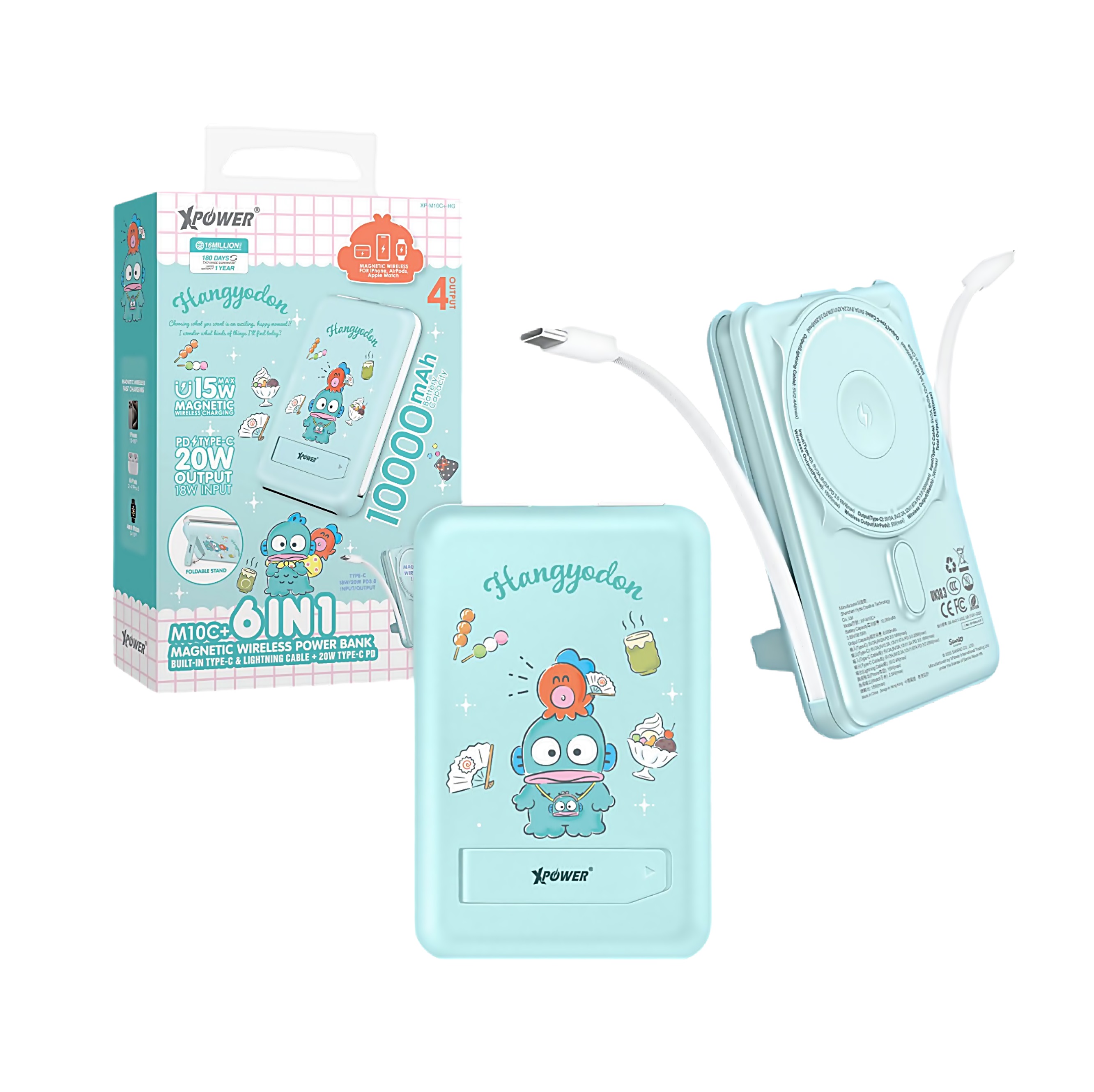 XPower x Sanrio M10C+ 6 In 1 10000mAh 20W PD3.0 + Magnetic Wireless 3C