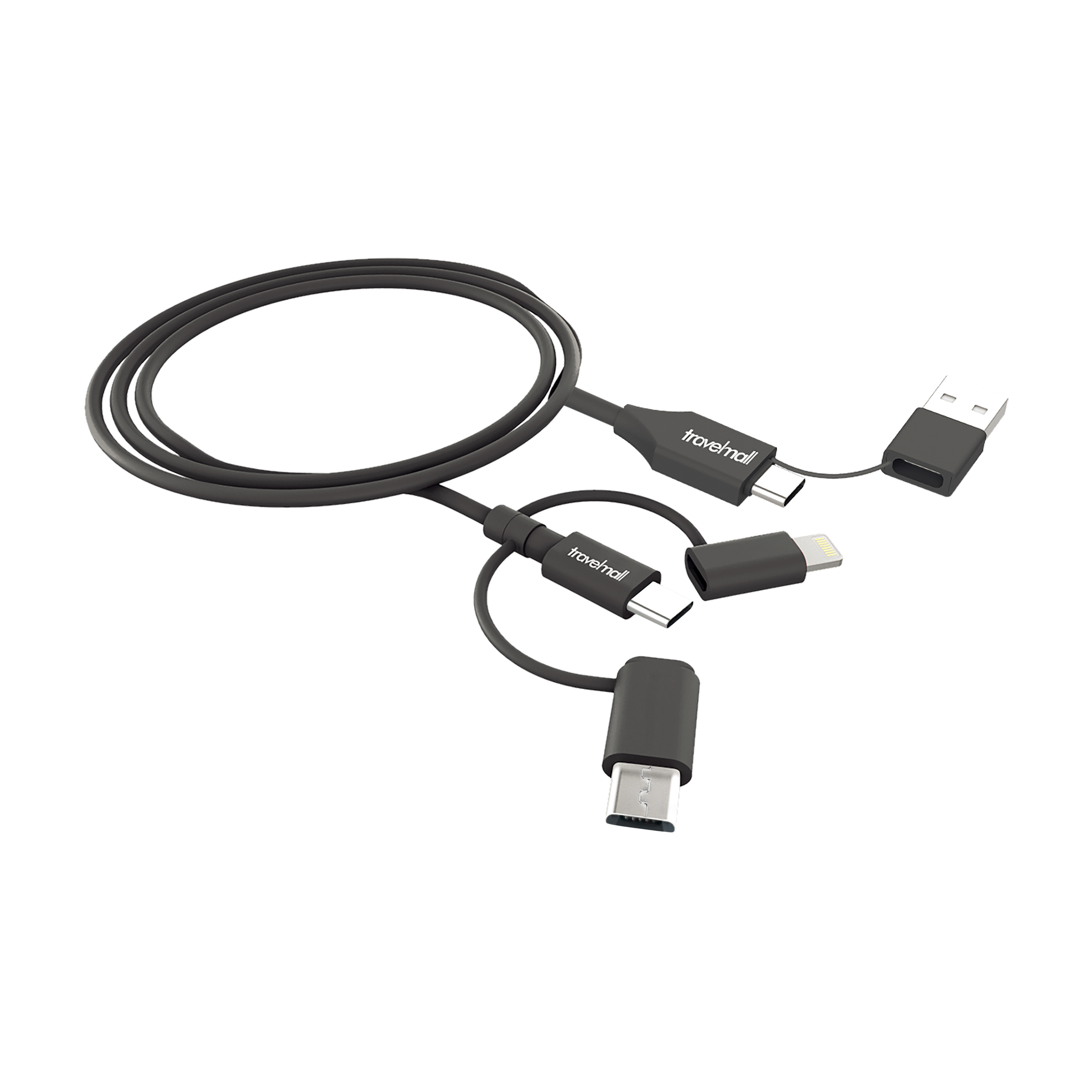 Travelmall 5-in-1 Lightning, Micro-USB and  USB-C intelligent travel cable, , large image number 0
