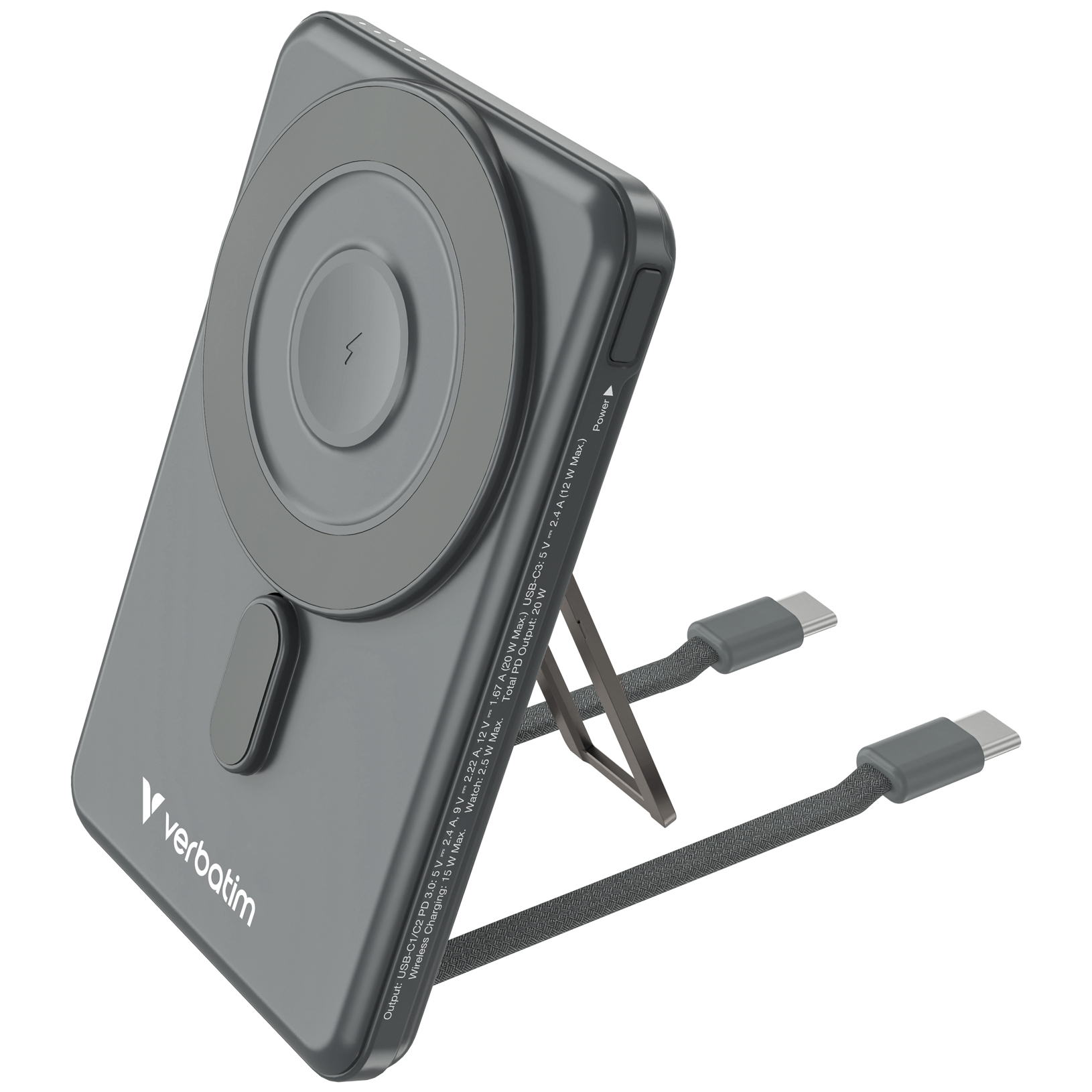 Verbatim 5-in-1 Charge n Go 5000mAh Magnetic Wireless Power Bank WPBS2C5 (3C)